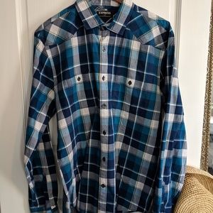 Blue and teal plaid shirt